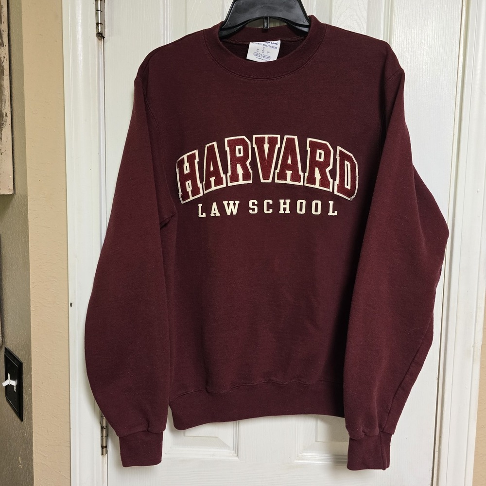 Harvard Law School Maroon Long Sleeve Sweatshirt Champion  Small Crimson